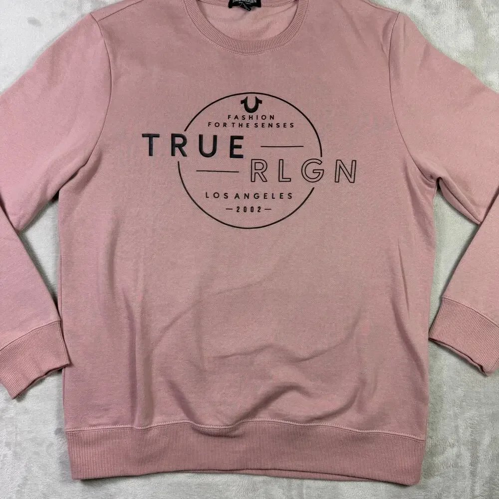 True Religion HALO Crew Neck Pullover Sweatshirt Los Angeles Graphic Size M